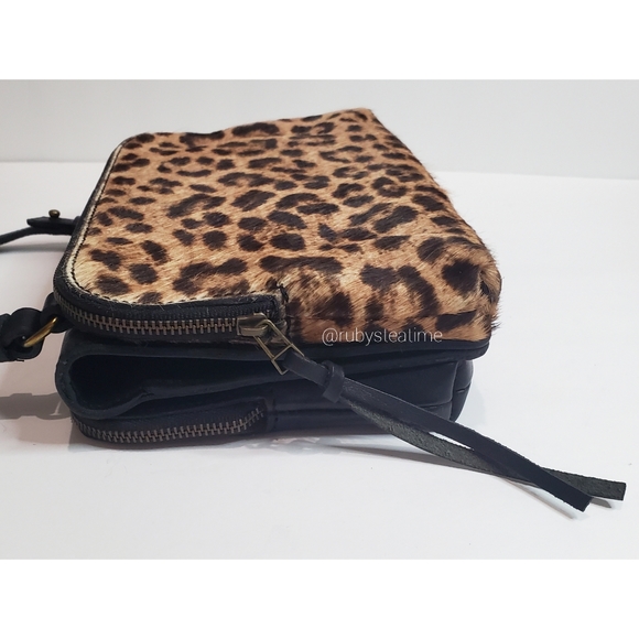 🎉MADEWELL Limited Edition Twin Cross Body Bag,Calf Hair with Leopard Print, NEW - Picture 8 of 16